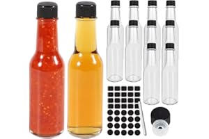 5 oz Glass Bottles, 12 Pack 150 ml Glass Wine Bottles with Leak Proof Screw Caps, Clear Small Kitchen Bottles for Home Brewin