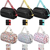 zisiueel 6 pcs Reusable Shopping Bag Foldable Grocery Storage Tote Bag Organ Style Fold Oxford Cloth Portable Duffle for Shopping