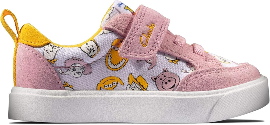 Clarks City Howdy Toddler Textile Canvas in Pink Combi Clarks City Howdy Toddler Textile Canvas in Pink Combi