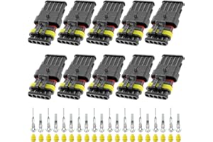 Thewinio 10 Kit 5 Pin Connector, 20-16 AWG Waterproof Electrical Automotive Wire Connector, 1.5mm Series Terminals Male Female Car Harness Plug Sets
