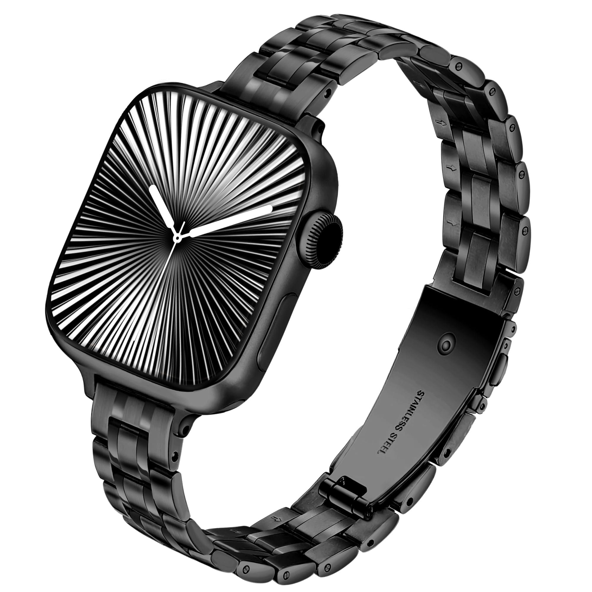 G-ficu Slim Metal Band for Apple Watch Bands for Women 46mm 45mm 44mm 49 42mm(S3) iWatch Bands, Stainless Steel Thin Dressy Strap for Apple Watch Band Series 11 10 9 8 SE 7 6 5 4 3 Ultra 2 1-Black
