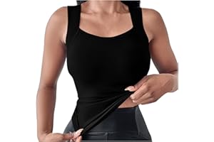 Women's U Neck Shapewear Built-in Bra Tank High Strechy Sleeveless Slim Tops Camisole Workout Tops Padded Yoga Shirts