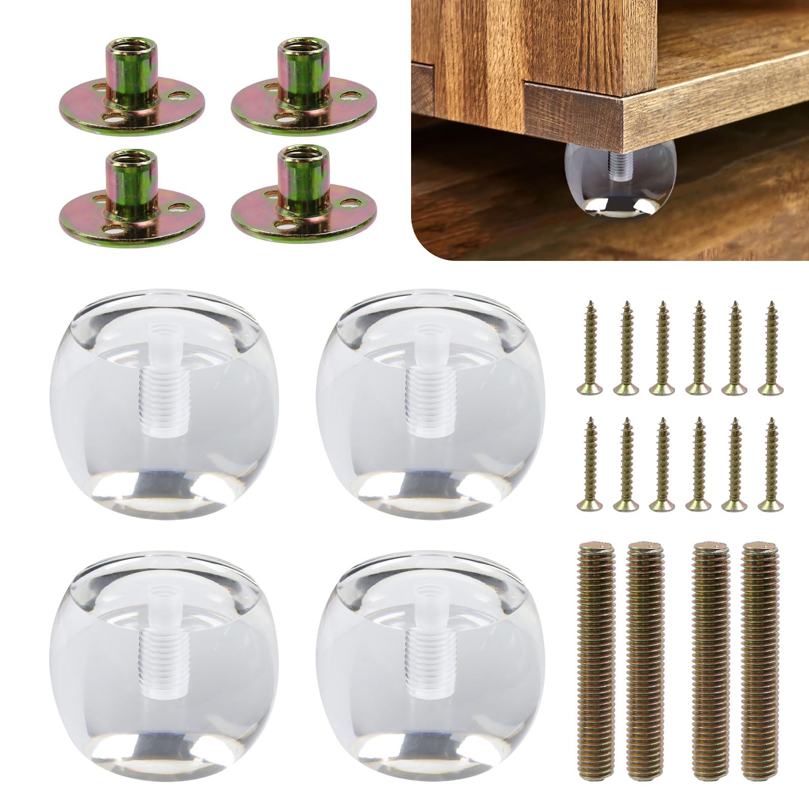 Photo 1 of Mcredy Sofa Chair Table Legs 2-inches Clear Acrylic Furniture DIY Legs, Decorative Leg Foot, with Mounting Hardware, Height 1.89 inch 4 PCS Heavy Duty,Type-6