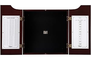 Viper Hudson Solid Wood Cabinet for Sisal/Bristle Steel Tip Dartboard with Dry Erase Scoreboard and Out-Chart, Mahogany Finish