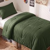 CozyLux Twin Comforter Set, 2 Pieces Down Alternative Bedding, Olive Green | 270 GSM Twin XL College Dorm Comforter with 4 Corner Tabs Use as a Duvet Insert, OEKO-TEX Certified, 1 Pillowcase, 68 x 88 in
