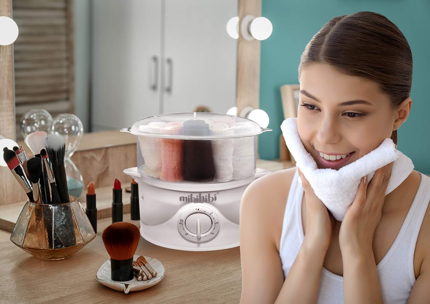 Personal Household Use Moist Towels Warmers and Steamer - Holds 12-15 Moist Towels, Ready in 10-15 Mins with 60 Mins Auto Off Timer and Power Indicator Light: Beauty