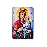 Virgin Mary with Crown, Wooden Catholic Icon Magnet