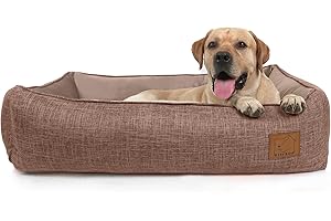 ATIFBOP Orthopedic Dog Bed for Large Dogs, Memory Foam Dog Sofa with Waterproof & Washable Cover, Cooling Energy Gel. Couch, Pain Relief Soft Couch Pet Bed (Brown, 40x31x11 inch)
