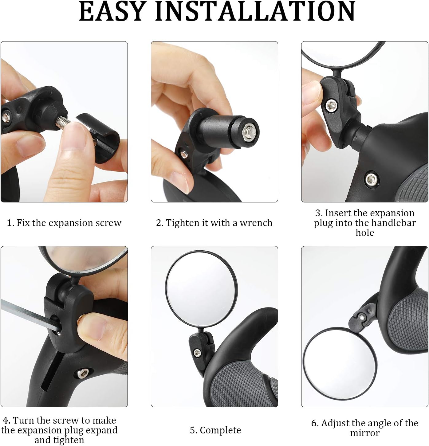 1pcs Bike Mirror for Handlebars 360° Rotatable Bicycle Rear View Mirror, Wide Angle Convex Bike Mirror - Image 5