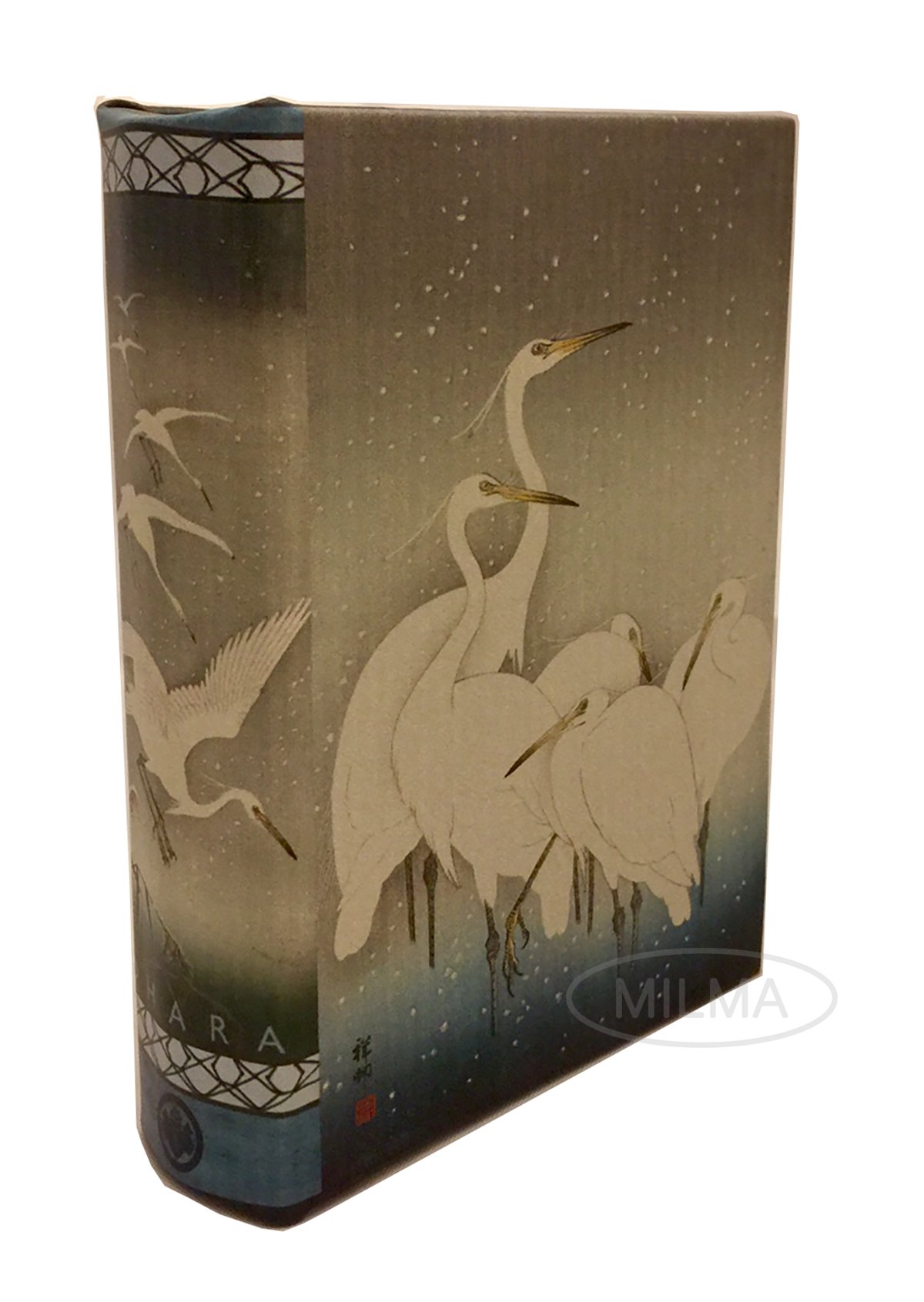 Japanese Art Book Box White Herons in Falling Snow by Shoson Ohara Decorative Book Secret Storage Jewelry Keepsake
