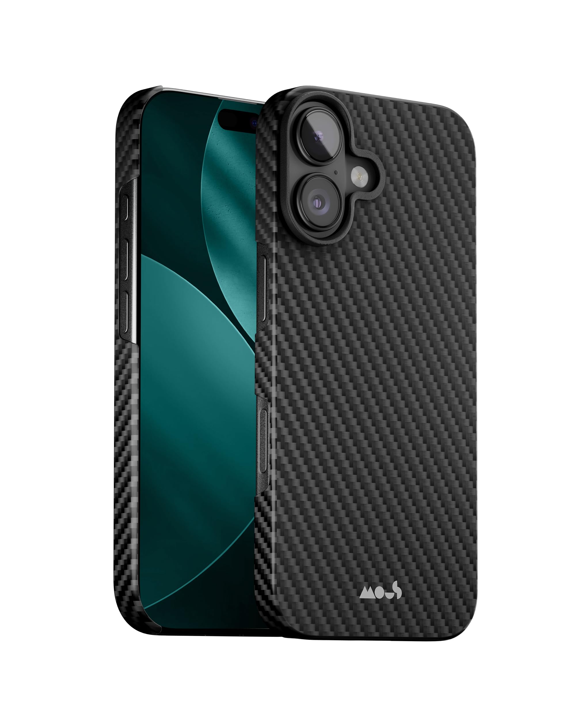 Photo 1 of Mous for iPhone 17 Case Slim, Compatible with MagSafe - Super Thin - Magnetic Phone Cover Compatible with iPhone 17, Carbon Fibre, Black