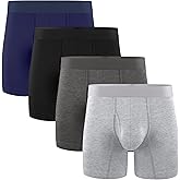 Natural Feelings Men's 6" Underwear for Men Boxers Briefs Cotton Boxers Briefs for Men Open Fly Underwear Men 4-Pack S-XXL