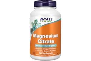 NOW Foods Supplements, Magnesium Citrate, Enzyme Function*, Nervous System Support*, 240 Veg Capsules