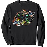Floral Nature Hummingbird Lover Vintage Flowers Hummingbird Sweatshirt