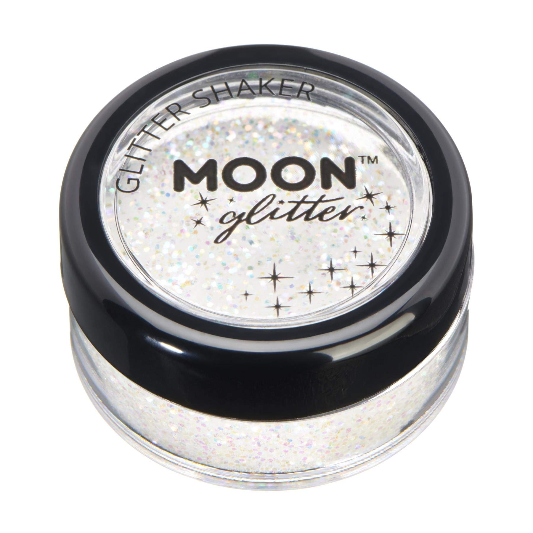Iridescent Glitter Shakers by Moon Glitter - White - Cosmetic Festival Makeup Glitter for Face, Body, Nails, Hair, Lips - 5g
