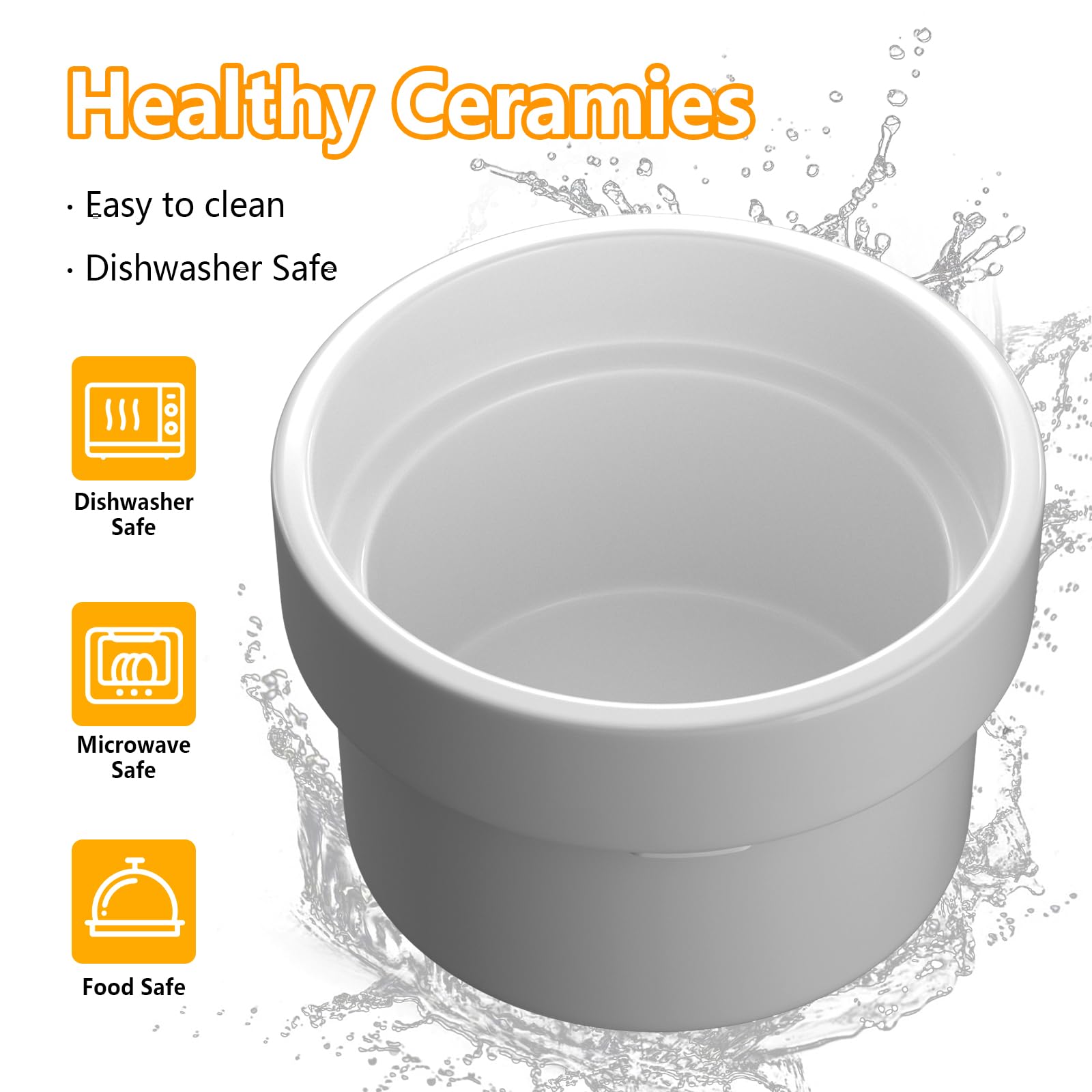 AMENER Elevated Dog Bowls for Medium/Large Dogs with Non-Slip Mat, 3 Height Adjustable Wood Stand Dog Raised Bowl with 2 Ceramic Pet Food Water Bowls(1.5L/50oz*2) (Lightwood)