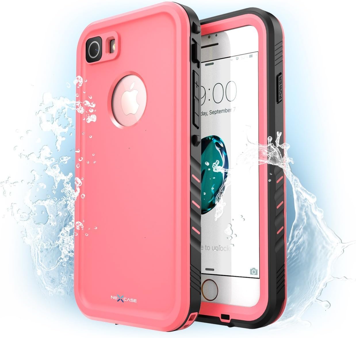 iPhone 7 Case, NexCase Waterproof Full-body Rugged Case with Built-in Screen Protector for Apple iPhone 7 2016 Release (Pink)