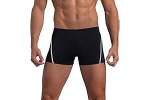 Leshang Mens Square Leg Shorts Mens Comfortable Swimsuit for Polyester PBT Fabric
