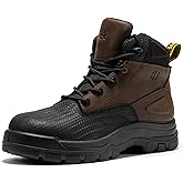 ROCKROOSTER Marfa Composite Toe Mens Work Boots, 6" Waterproof Comp Toe Lightweight Boots, Non-Slip Rubber Safety Boot, Brown Leather Industrial Boot, Anti-Fatigue, ASTM F2413-18 M/I/C EH, CP210
