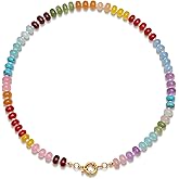 BONNY BOXX Handmade Colorful Rondelle Gemstone Beaded Necklace for Women Fall Gift