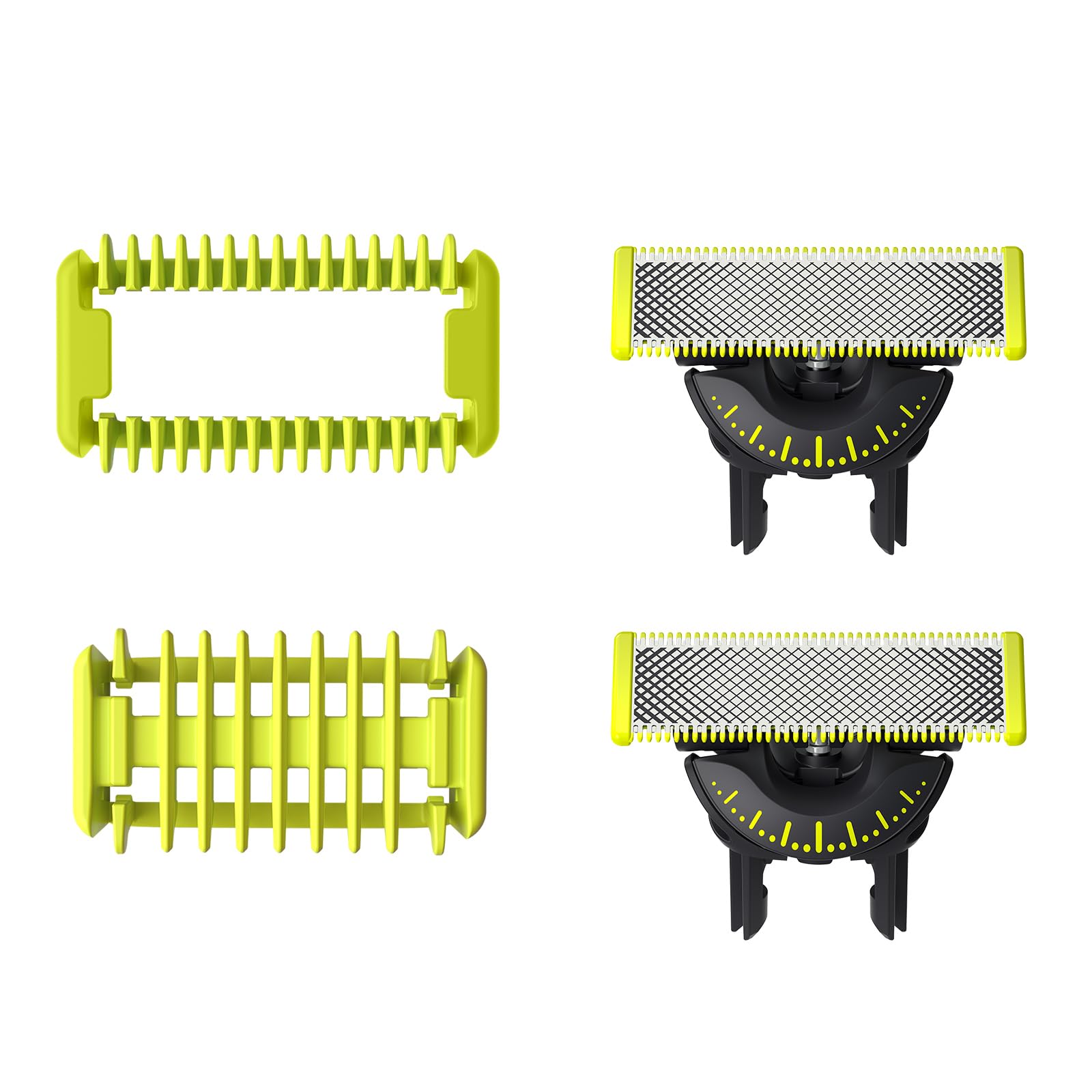 Philips OneBlade Original 360 Blade Heads + Body Kit Combs, Compatible with all OneBlade and Pro Electric Shaver & Trimmers, Original from Philips, 2x One Blade, 2x Combs, 8-Month Supply (QP624/50)