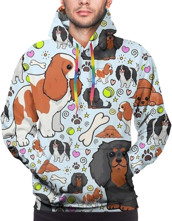 Amazon Co Jp キャバリアキングチャールズスパニエル模様 パーカー メンズ トレーナーパーカー おしゃれ フーディ スウェットパーカー 長袖 フード付き ポケット付き プルオーバー カジュアル ライト パーカー 服 ファッション小物