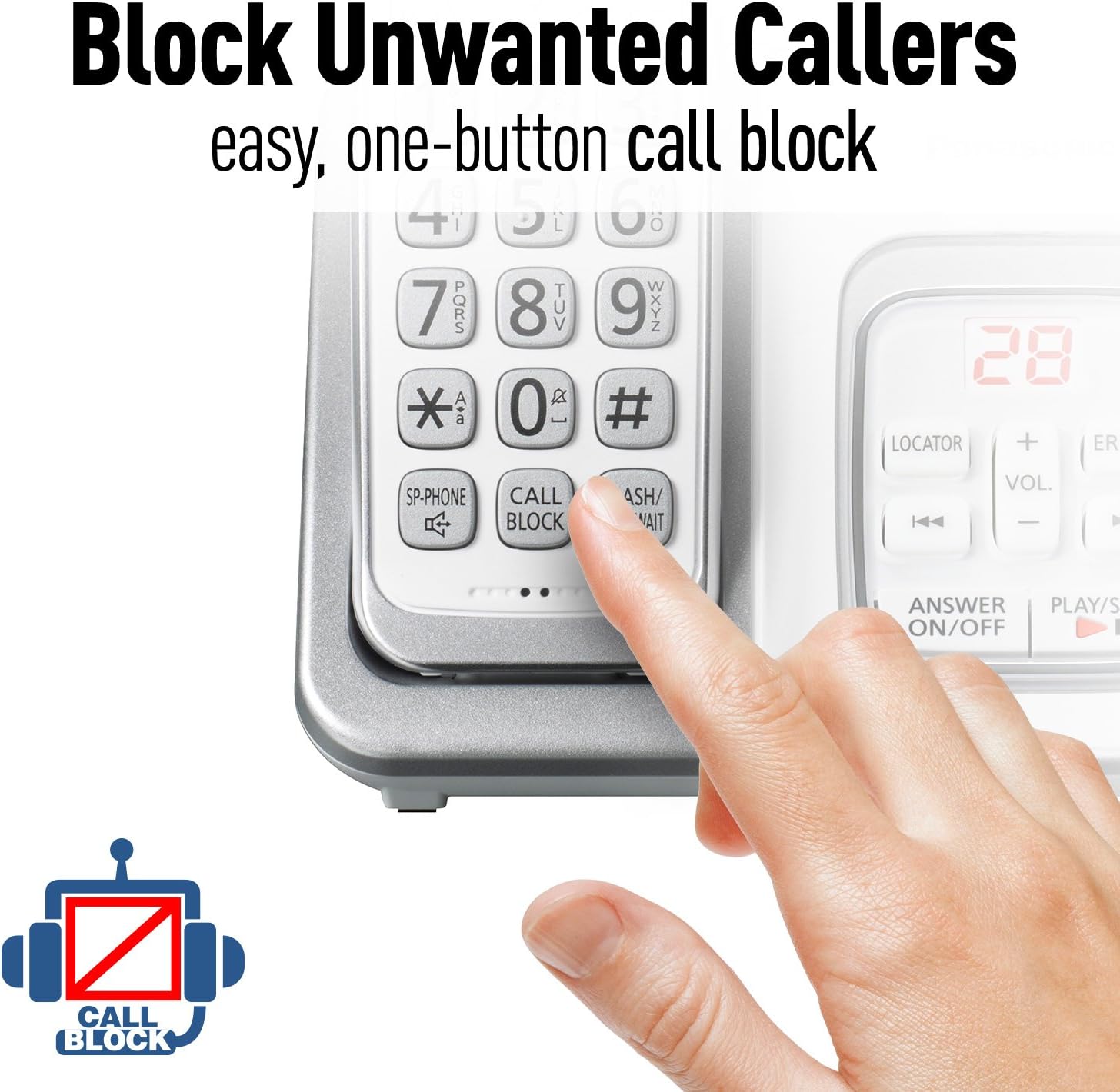 Panasonic DECT 6.0 Expandable Cordless Phone with Answering Machine and Smart Call Block - 2 Cordless Handsets - KX-TGD532W (White): Electronics