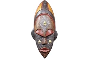 NOVICA Brown and Red Handcrafted African Wood Wall Mask, Dan Beauty'