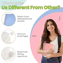 TWONE Spiral Notebook, 7"x10", 140 line Ruled