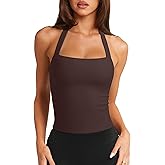 LASLULU Womens Sexy Halter Sports Bra Workout Tops Wirefree Sleeveless Gym Yoga Tank Tops Y2k Casual Crop