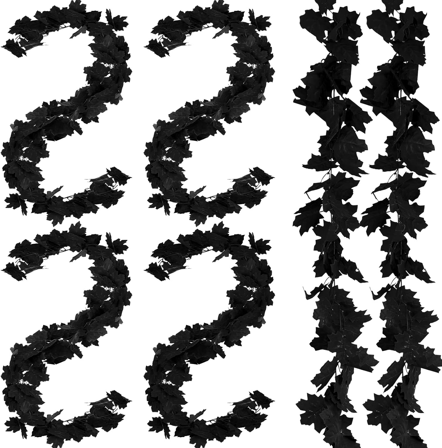 Wreaths, Garlands & Swags - 2 Pcs Halloween Fall Maple Garland 5.9 ft Artificial Autumn Garland Fake Maple Leaf Garland Decoration for Halloween Dinner Fireplace Wedding Party Door Frame Decor