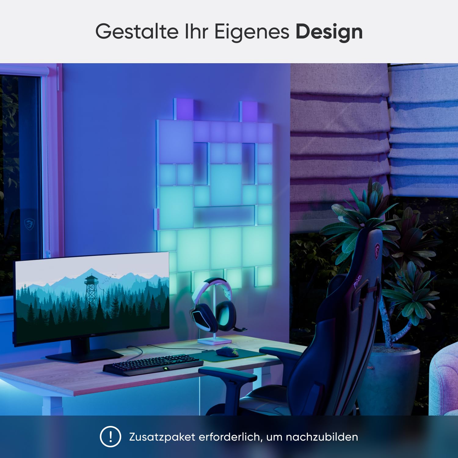 Nanoleaf Blocks Starter Kit | 10 Quadrate RGBW Wandlampen diffus Beleuchtung, Musik & Bildschirm Sync, WLAN App- & Sprachsteuerung (kompatibel mit Alexa, Apple & Google Home), Deko & Gaming 8