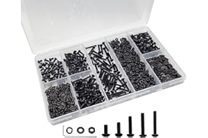 MR. FAN FACTORY STORE 950PCS M3 Screws Assortment Kit, Machine Screw Kit, M3x 6/8/12/16/20mm Screw and Washer Kits, Hex Socket Button Head Black Screws, M3 Screws for Machinery, Furniture, 3D Printing, DIY Repair