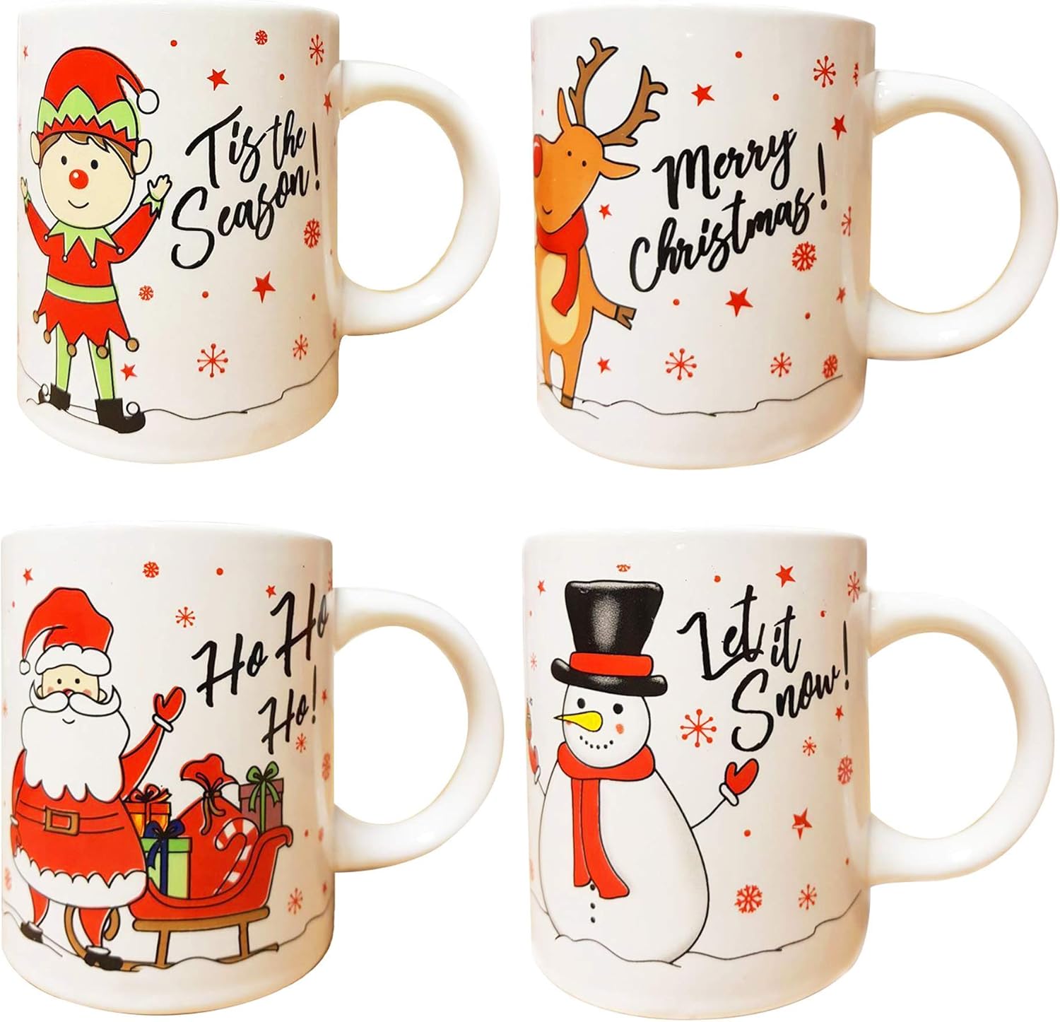 Christmas Mugs Set of 4 Festive Party 