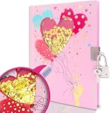 GINMLYDA Pink Secret Diary for Girls 7x5.25 in 160 Lined Pages Lock Sequin
