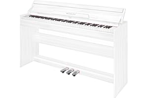 WENCAI 88 Key Electric Piano Velocity-Sensitive Keyboard, 88 Keys Home Upright Digital Pianos, Wooden Electronic Piano for Beginner Adult with 3 Pedals, Supports USB-MIDI/Wireless Connect, White