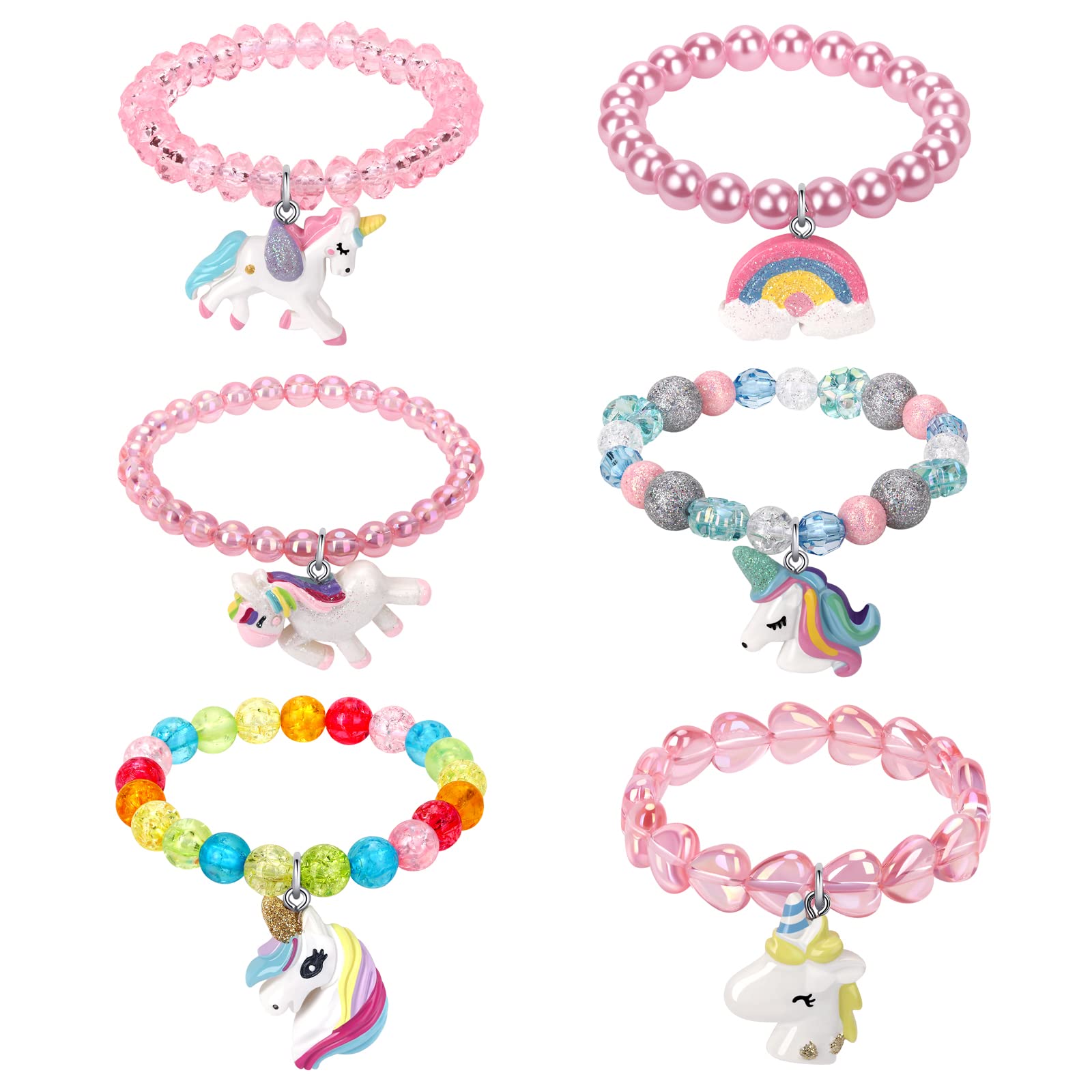 Maeoetty Girls Unicorn Bracelets,Unicorn Girls Jewellery Bracelets Party Bag Stocking Filler, Friendship Bracelet Set, Toddler Bracelets (A)