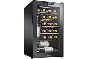 Wine Enthusiast 24-Bottle Compressor Wine Cooler with Upright Bottle Storage - Freestanding Wine Refrigerator with Digital Touchscreen and LED Temperature Display