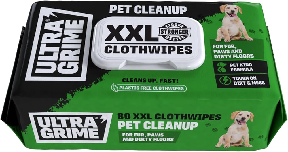 UltraGrime Ultra Cleaning Wipes for Pets Extra Large Pack of 80