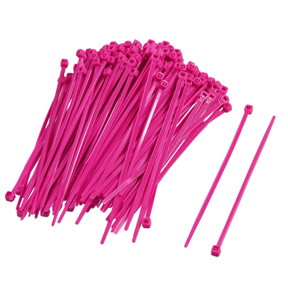 uxcell Nylon Adjustable Self-Locking Cable Tie, 2.5 x 100mm, 200pcs, Magenta