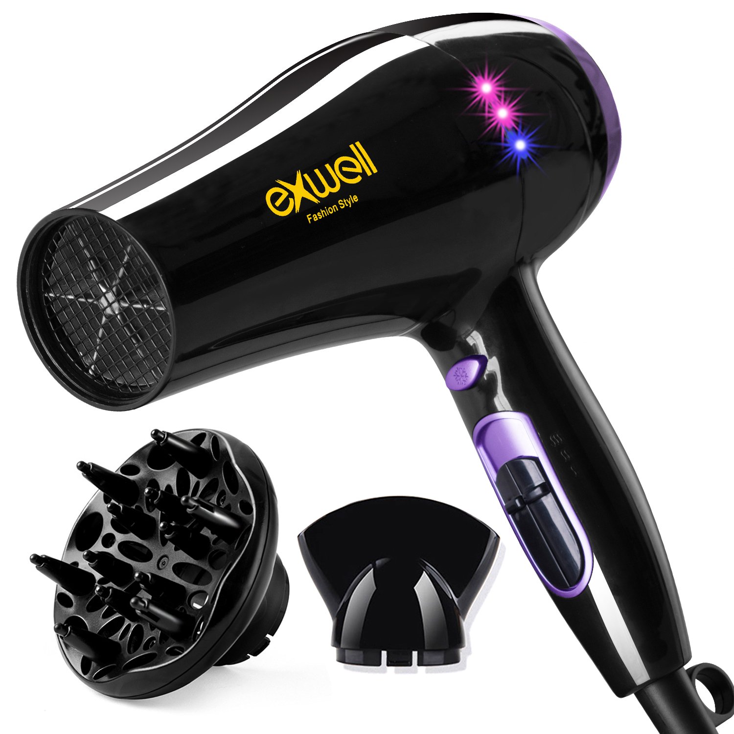 Hair Dryer with Diffuser, Exwell 1875W Lower Noise(75dB