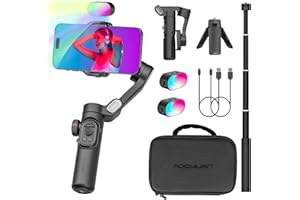 AOCHUAN Gimbal Stabilizer for Smartphone,73cm Extension Rod,Gimbal for iPhone& Android,Human face Tracking,RGB Magnetic Suction Light,Professional 3-Axis Stabilizer XE CMOBO3