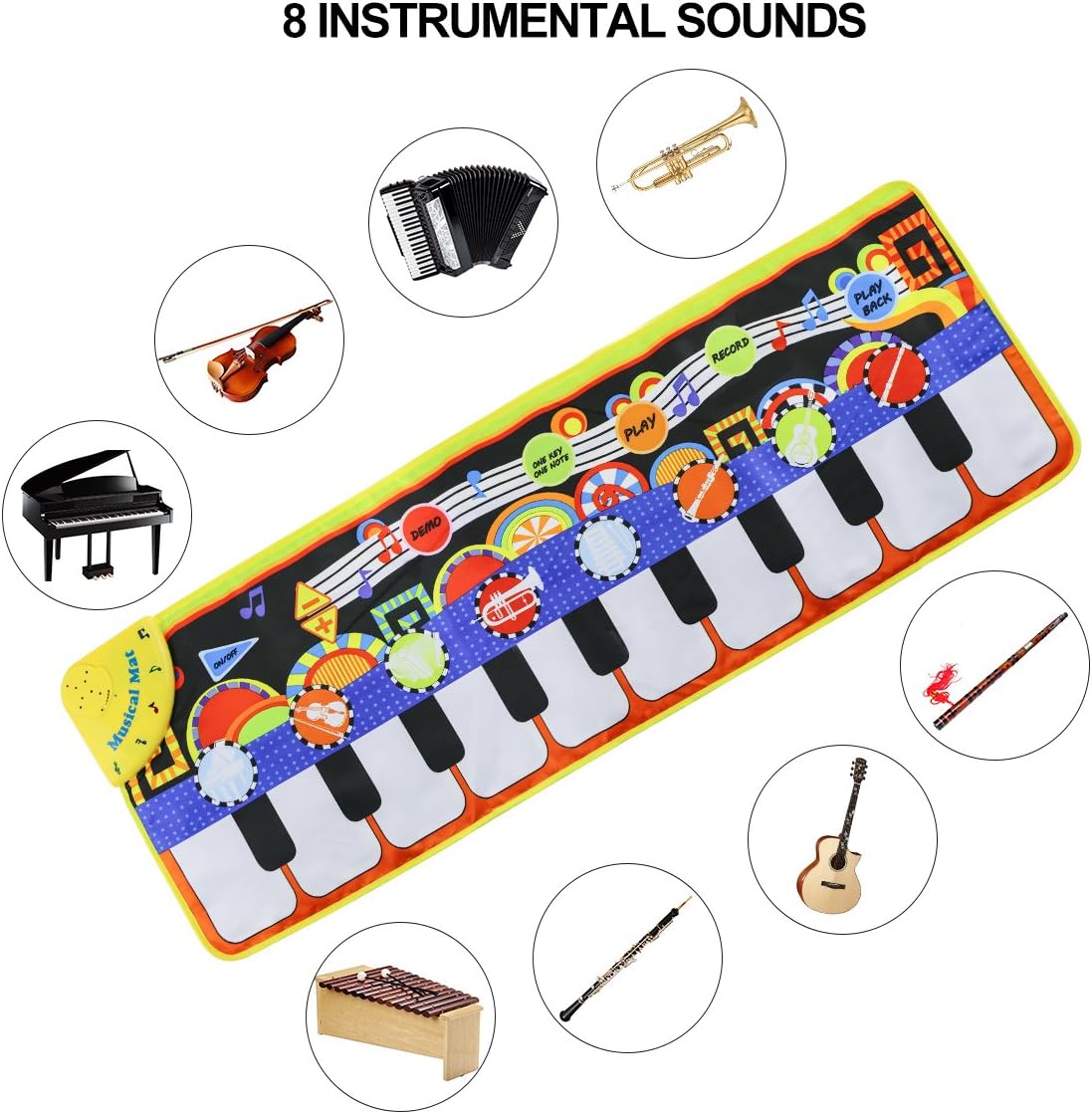 Tencoz Musical Piano Mat 19 Keys Piano Keyboard Play Mat Portable Musical Blanket Build-in Speaker & Recording Function for Kids Toddler Girls Boys: Toys & Games