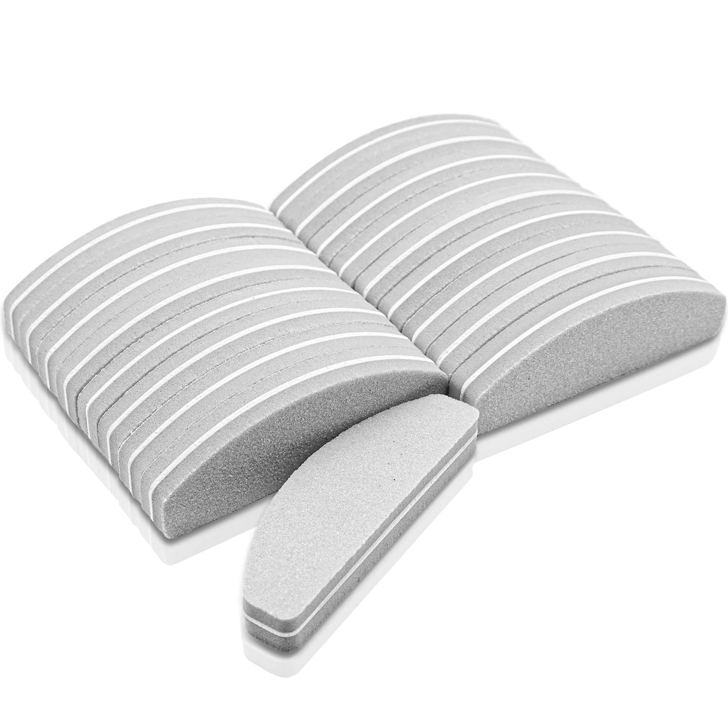 20 PCS Mini Nail Buffer Block for Gel Acrylic Nails, Half Moon Nail Files and Buffers, Double-Sided Sponge Nail Polish Sanding Buffer Nail(Grey)