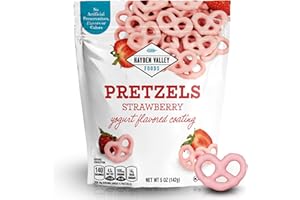 Hayden Valley Foods Strawberry Yogurt Covered Pretzels | 5 oz Bag | No Artificial Flavors, Preservatives or Colors | Red Sweet Snacks