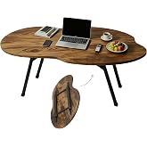 JUISSANO Folding Table,Low Cloud Coffee Table for Living Room,Rustic Brown | 39.3"Mid Century Modern Coffee Table Center Table,Side Tea Table,Floor Table,Wood Tabletop,for Small Spaces,Apartment,Dorm