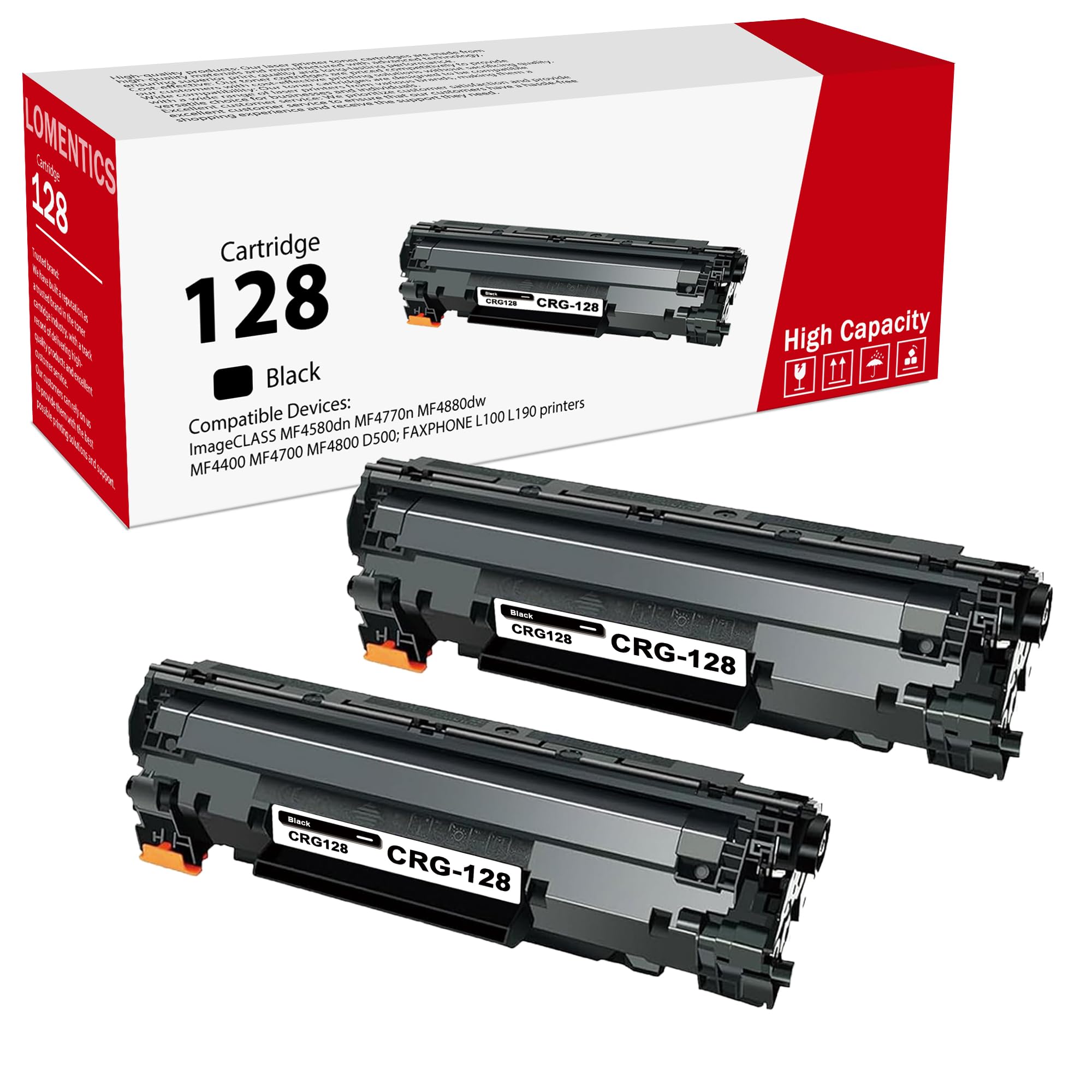 Photo 1 of 128 Black Toner Cartridge 2-Pack CRG128 Toner Replacement for 128 Toner MF4450 MF4700 MF4800 D500 FAXPHONE L100 L190