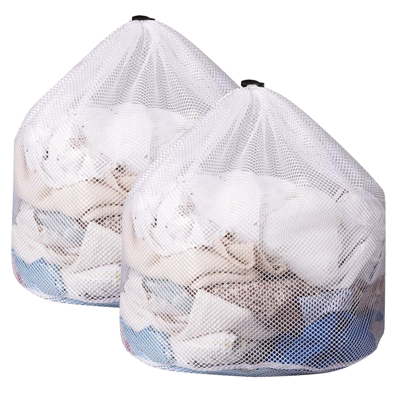 AYNKH Laundry Bags with Drawstring 2 Pack Extra Large Mesh Laundry Bag Durable for Delicates Heavy Duty Net Washiing Bag for Washing Machine 23.6×31.5inch