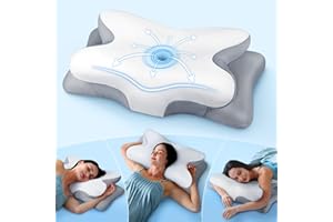 COZYPLAYER Effective Pain Relief Cervical Neck Pillow for Sleeping, Ergonomic Cooling Side Sleeper Pillow for Neck Support, Odorless Orthopedic Contour Memory Foam Pillows, Bed Pillow for Stomach Back Sleeper