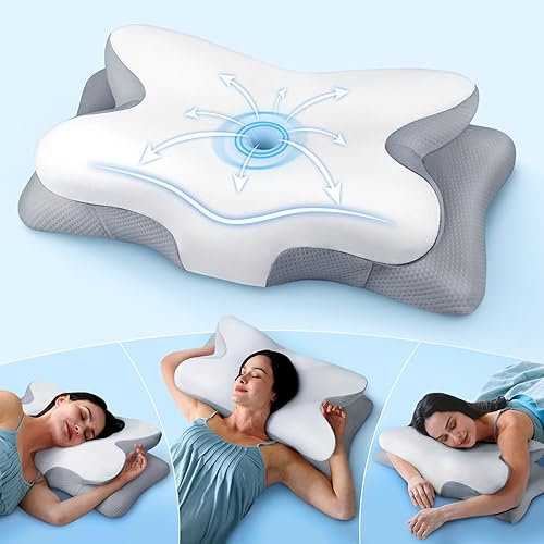 Effective Pain Relief Cervical Neck Pillow for Sleeping, Ergonomic Cooling  Side Sleeper Pillow for Neck Support, Odorless Orthopedic Contour Memory